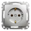 Schneider Electric Sedna SDD170026U földelt csatlakozóaljzat (dugalj), 2P+F, szálcsiszolt alumínium burkolattal, rugós bekötés, keret nélkül, süllyesztett, 16A 250V IP20 (Sedna Design / Elements)