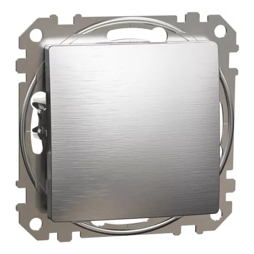 Schneider Electric SDD170101U egypólusú kapcsoló (101), szálcsiszolt alumínium burkolattal, rugós bekötés, kerét nélkül, süllyesztett, 10A 250V IP20 (Sedna Design / Elements)
