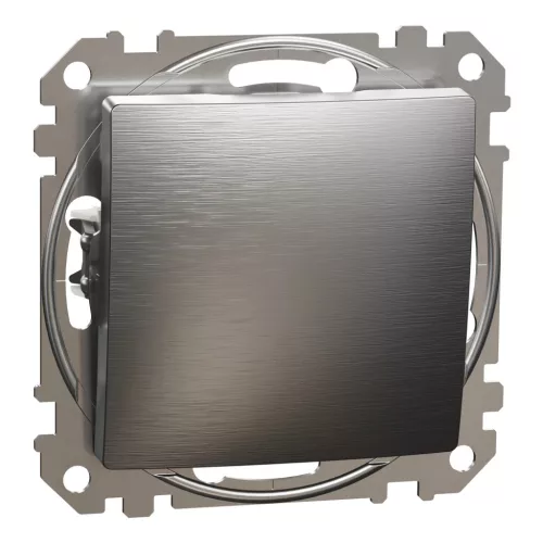 Schneider Electric SDD170107U keresztkapcsoló (107), szálcsiszolt alumínium burkolattal, rugós bekötés, kerét nélkül, süllyesztett, 10A 250V IP20 (Sedna Design / Elements)