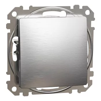   Schneider Electric SDD170111U egypólusú nyomó (N101), szálcsiszolt alumínium burkolattal, rugós bekötés, kerét nélkül, süllyesztett, 10A 250V IP20 (Sedna Design / Elements)