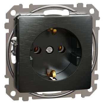   Schneider Electric Sedna SDD172026U földelt csatlakozóaljzat (dugalj), 2P+F, szálcsiszolt titánium burkolattal, rugós bekötés, keret nélkül, süllyesztett, 16A 250V IP20 (Sedna Design / Elements)