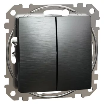   Schneider Electric SDD172108U kettős váltóérintkezős kapcsoló (106+6), szálcsiszolt titánium burkolattal, rugós bekötés, kerét nélkül, süllyesztett, 10A 250V IP20 (Sedna Design / Elements)