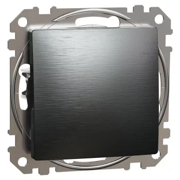   Schneider Electric SDD172111U egypólusú nyomó (N101), szálcsiszolt titánium burkolattal, rugós bekötés, kerét nélkül, süllyesztett, 10A 250V IP20 (Sedna Design / Elements)