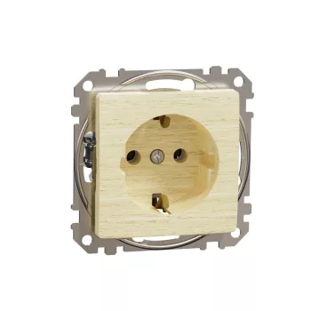   Schneider Electric SDD180025 földelt csatlakozóaljzat (dugalj), 2P+F, nyír burkolattal, csavaros bekötés, keret nélkül, süllyesztett, 16A 250V IP20 (Sedna Design / Elements)