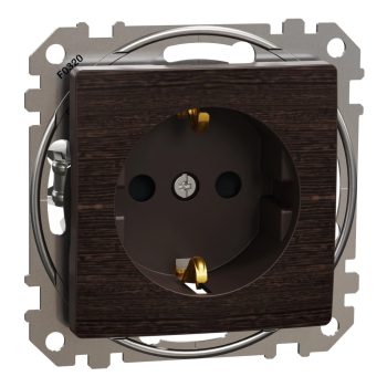   Schneider Electric Sedna SDD181022U földelt csatlakozóaljzat (dugalj), biztonsági zsaluval (gyermekvédelemmel), 2P+F, wenge burkolattal, rugós bekötés, keret nélkül, süllyesztett, 16A 250V IP20 (Sedna Design / Elements)