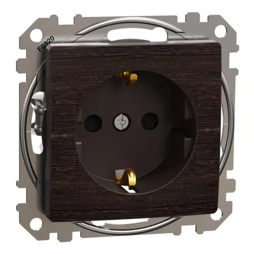 Schneider Electric Sedna SDD181022U földelt csatlakozóaljzat (dugalj), biztonsági zsaluval (gyermekvédelemmel), 2P+F, wenge burkolattal, rugós bekötés, keret nélkül, süllyesztett, 16A 250V IP20 (Sedna Design / Elements)