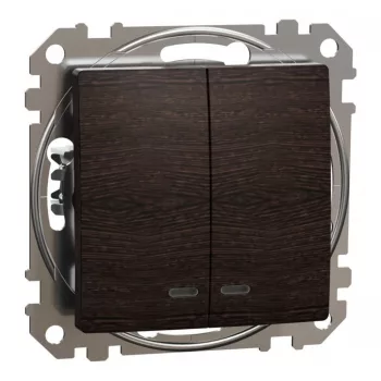   Schneider Electric SDD181105L csillárkapcsoló (105), wenge burkolattal, kék jelzőfénnyel, rugós bekötés, kerét nélkül, süllyesztett, 10A 250V IP20 (Sedna Design / Elements)