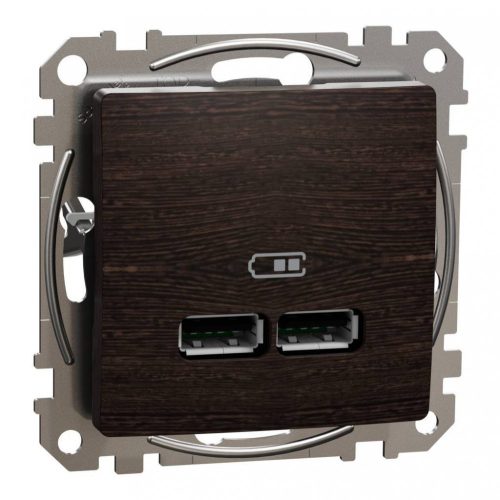 Schneider Electric SDD181401 Dupla USB töltő A+A típusú 2.1A, wenge burkolattal, keret nélkül, csavaros bekötés (Sedna Design / Elements)