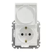 Schneider Electric SDD211023 vízmentes földelt csatlakozóaljzat (dugalj), biztonsági zsaluval (gyermekvédelemmel), csapófedéllel, 2P+F, fehér burkolattal, csavaros bekötés, keret nélkül, süllyesztett, 16A 250V IP44 (Sedna Design / Elements)