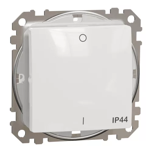 Schneider Electric SDD211102 vízmentes kétpólusú kapcsoló (102), fehér burkolattal, rugós bekötés, kerét nélkül, süllyesztett, 10A 250V IP44 (Sedna Design / Elements)