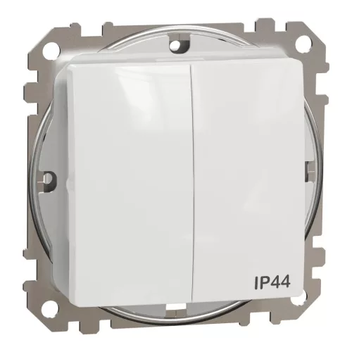 Schneider Electric SDD211105 vízmentes csillárkapcsoló (105), fehér burkolattal, rugós bekötés, kerét nélkül, süllyesztett, 10A 250V IP44 (Sedna Design / Elements)