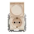 Schneider Electric SDD212023 vízmentes földelt csatlakozóaljzat (dugalj), biztonsági zsaluval (gyermekvédelemmel), csapófedéllel, 2P+F, bézs burkolattal, csavaros bekötés, keret nélkül, süllyesztett, 16A 250V IP44 (Sedna Design / Elements)
