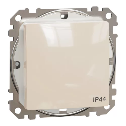 Schneider Electric SDD212101 vízmentes egypólusú kapcsoló (101), bézs burkolattal, rugós bekötés, kerét nélkül, süllyesztett, 10A 250V IP44 (Sedna Design / Elements)