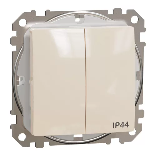 Schneider Electric SDD212105 vízmentes csillárkapcsoló (105), bézs burkolattal, rugós bekötés, kerét nélkül, süllyesztett, 10A 250V IP44 (Sedna Design / Elements)