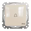 Schneider Electric SDD212131 vízmentes egypólusú nyomó (N101), bézs burkolattal, csengőjellel, rugós bekötés, kerét nélkül, süllyesztett, 10A 250V IP44 (Sedna Design / Elements)