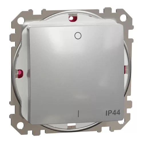 Schneider Electric SDD213102 vízmentes kétpólusú kapcsoló (102), alumínium burkolattal, rugós bekötés, kerét nélkül, süllyesztett, 10A 250V IP44 (Sedna Design / Elements)
