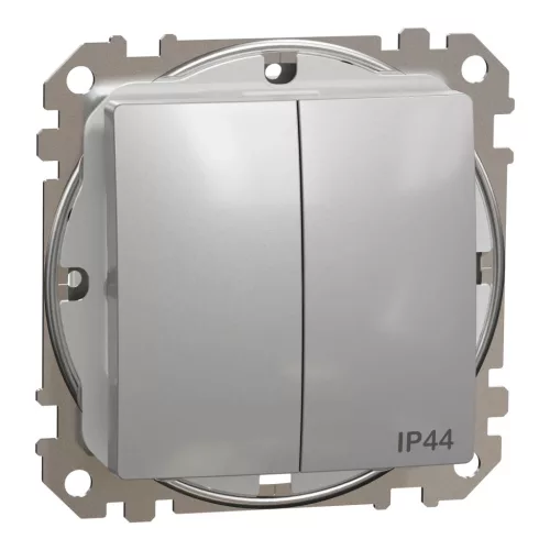 Schneider Electric SDD213105 vízmentes csillárkapcsoló (105), alumínium burkolattal, rugós bekötés, kerét nélkül, süllyesztett, 10A 250V IP44 (Sedna Design / Elements)