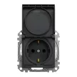 Schneider Electric SDD214024 vízmentes földelt csatlakozóaljzat (dugalj), biztonsági zsaluval (gyermekvédelemmel), csapófedéllel, 2P+F, antracit burkolattal, rugós bekötés, keret nélkül, süllyesztett, 16A 250V IP44 (Sedna Design / Elements)