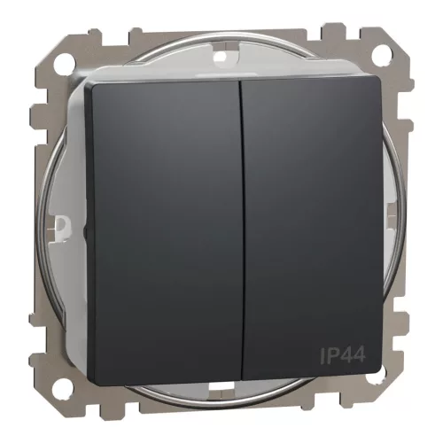 Schneider Electric SDD214105 vízmentes csillárkapcsoló (105), antracit burkolattal, rugós bekötés, kerét nélkül, süllyesztett, 10A 250V IP44 (Sedna Design / Elements)