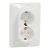 Schneider Electric SDD311221 földelt csatlakozóaljzat (dugalj), biztonsági zsaluval (gyermekvédelemmel), 2x2P+F, fehér burkolattal, csavaros bekötés, kerettel, süllyesztett, 16A 250V IP20 (Sedna Design / Elements)