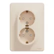 Schneider Electric SDD312221 földelt csatlakozóaljzat (dugalj), biztonsági zsaluval (gyermekvédelemmel), 2x2P+F, bézs burkolattal, csavaros bekötés, kerettel, süllyesztett, 16A 250V IP20 (Sedna Design / Elements)