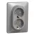Schneider Electric SDD313221 földelt csatlakozóaljzat (dugalj), biztonsági zsaluval (gyermekvédelemmel), 2x2P+F, alumínium burkolattal, csavaros bekötés, kerettel, süllyesztett, 16A 250V IP20 (Sedna Design / Elements)