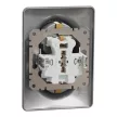 Schneider Electric SDD313221 földelt csatlakozóaljzat (dugalj), biztonsági zsaluval (gyermekvédelemmel), 2x2P+F, alumínium burkolattal, csavaros bekötés, kerettel, süllyesztett, 16A 250V IP20 (Sedna Design / Elements)