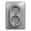 Schneider Electric SDD313221 földelt csatlakozóaljzat (dugalj), biztonsági zsaluval (gyermekvédelemmel), 2x2P+F, alumínium burkolattal, csavaros bekötés, kerettel, süllyesztett, 16A 250V IP20 (Sedna Design / Elements)