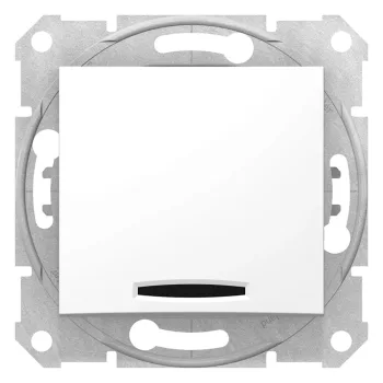   Schneider Electric Sedna SDN0201121 kétpólusú kapcsoló (102), fehér burkolattal. keret nélkül, süllyesztett, piros ellenörzőfénnyel, 10A 250V ( SDN0201121 ).