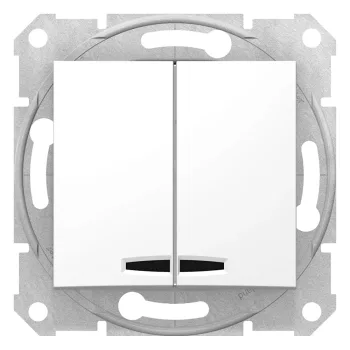   Schneider Electric Sedna SDN0300321 csillárkapcsoló (105), fehér burkolattal. keret nélkül, süllyesztett, kék jelzőfénnyel, 10A 250V ( SDN0300321 ).