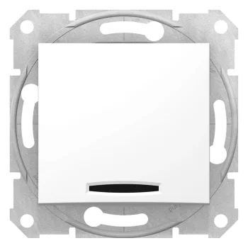   Schneider Electric Sedna SDN0400321 egypólusú kapcsoló (101), fehér burkolattal. keret nélkül, süllyesztett, piros ellenörzőfénnyel, 10A 250V ( SDN0400321 ).