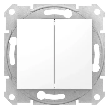   Schneider Electric Sedna SDN0600121 kettős váltóérintkezős kapcsoló (106+6), fehér burkolattal. keret nélkül, süllyesztett, 10A 250V ( SDN0600121 ).