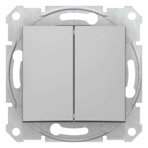 Schneider Electric Sedna SDN0600160 kettős váltóérintkezős kapcsoló (106+6), aluminium burkolattal. keret nélkül, süllyesztett, 10A 250V ( SDN0600160 ).
