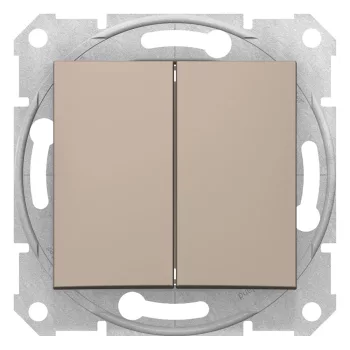   Schneider Electric Sedna SDN0600168 kettős váltóérintkezős kapcsoló (106+6), titánum burkolattal. keret nélkül, süllyesztett, 10A 250V ( SDN0600168 ).