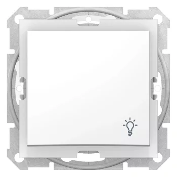   Schneider Electric Sedna SDN0900321 vízmentes egypólusú nyomó (N101), fehér burkolattal. keret nélkül, süllyesztett, lámpajellel, (IP44) 10A 250V ( SDN0900321 ).