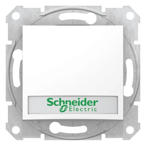 Schneider Electric Sedna SDN1600321 egypólusú nyomó (N101), fehér burkolattal. keret nélkül, süllyesztett, cimketartóval, kék jelzőfénnyel, 10A V ( SDN1600321 ).