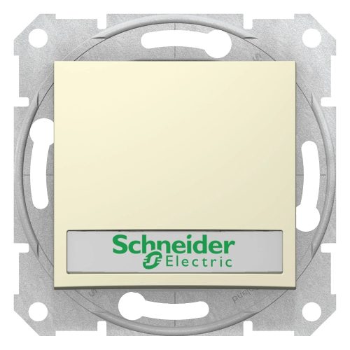 Schneider Electric Sedna SDN1600347 egypólusú nyomó (N101), bézs burkolattal. keret nélkül, süllyesztett, cimketartóval, kék jelzőfénnyel, 10A V ( SDN1600347 ).