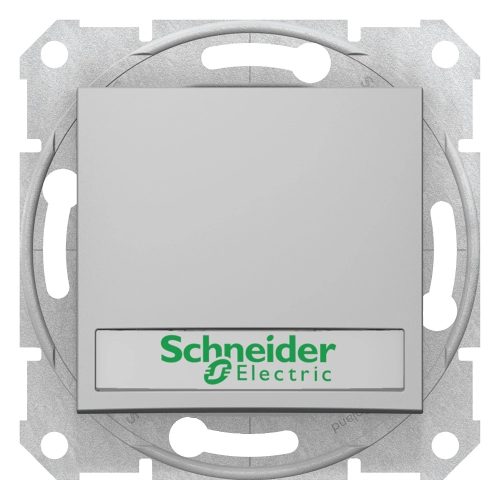Schneider Electric Sedna SDN1600360 egypólusú nyomó (N101), aluminium burkolattal. keret nélkül, süllyesztett, cimketartóval, kék jelzőfénnyel, 10A V ( SDN1600360 ).
