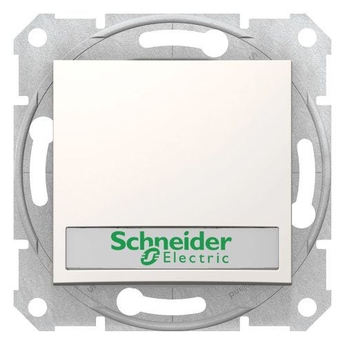 Schneider Electric Sedna SDN1700423 egypólusú nyomó (N101), krém burkolattal. keret nélkül, süllyesztett, cimketartóval, kék jelzőfénnyel, 10A 12V ( SDN1700423 ).