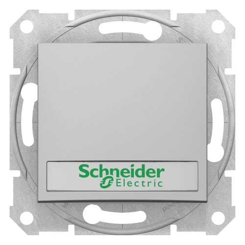 Schneider Electric Sedna SDN1700460 egypólusú nyomó (N101), aluminium burkolattal. keret nélkül, süllyesztett, cimketartóval, kék jelzőfénnyel, 10A 12V ( SDN1700460 ).