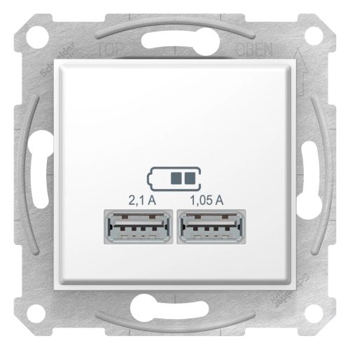 Schneider Electric Sedna SDN2710221 USB dupla töltő, (2.1 A) fehér burkolattal. keret nélkül, süllyesztett ( SDN2710221 ).