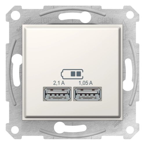 Schneider Electric Sedna SDN2710223 USB dupla töltő, (2.1 A) krém burkolattal. keret nélkül, süllyesztett ( SDN2710223 ).