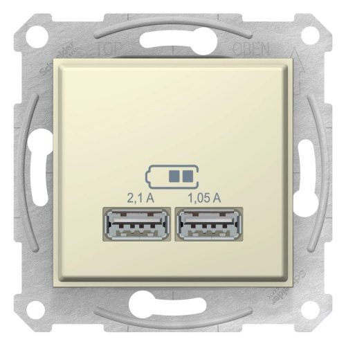 Schneider Electric Sedna SDN2710247 USB dupla töltő, (2.1 A) bézs burkolattal. keret nélkül, süllyesztett ( SDN2710247 ).
