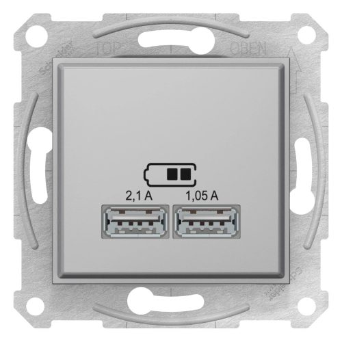 Schneider Electric Sedna SDN2710260 USB dupla töltő, (2.1 A) aluminium burkolattal. keret nélkül, süllyesztett ( SDN2710260 ).