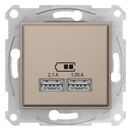 Schneider Electric Sedna SDN2710268 USB dupla töltő, (2.1 A) titánium burkolattal. keret nélkül, süllyesztett ( SDN2710268 ).