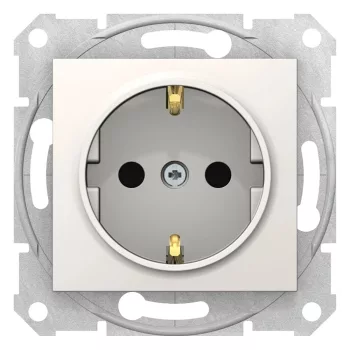   Schneider Electric Sedna SDN3000123 földelt csatlakozóaljzat (dugalj), gyermekvédelemmel, 2P+F, krém burkolattal. keret nélkül, süllyesztett, 16A 250V ( SDN3000123 ).