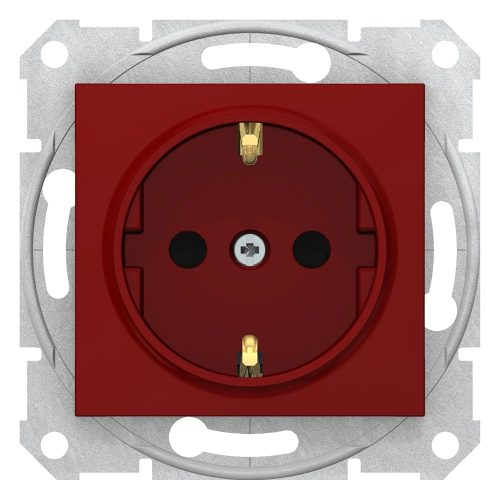 Schneider Electric Sedna SDN3000341 földelt csatlakozóaljzat (dugalj), gyermekvédelemmel, 2P+F, piros burkolattal. keret nélkül, süllyesztett, 16A 250V ( SDN3000341 ).