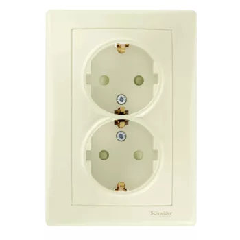   Schneider Electric Sedna SDN3000447 földelt csatlakozóaljzat (dugalj), gyermekvédelemmel, 2x2P+F, bézs burkolattal. keretetl, süllyesztett, 16A 250V ( SDN3000447 ).