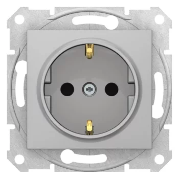   Schneider Electric Sedna SDN3001760 földelt csatlakozóaljzat (dugalj), gyermekvédelemmel, 2P+F, aluminium burkolattal. keret nélkül, süllyesztett, 16A 250V ( SDN3001760 ).