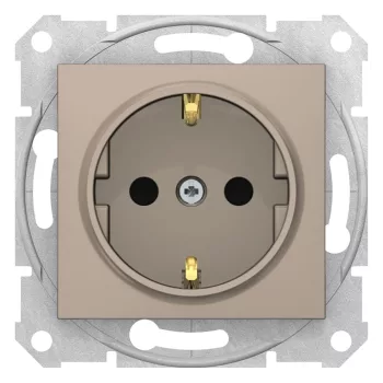   Schneider Electric Sedna SDN3001768 földelt csatlakozóaljzat (dugalj), gyermekvédelemmel, 2P+F, titánum burkolattal. keret nélkül, süllyesztett, 16A 250V ( SDN3001768 ).